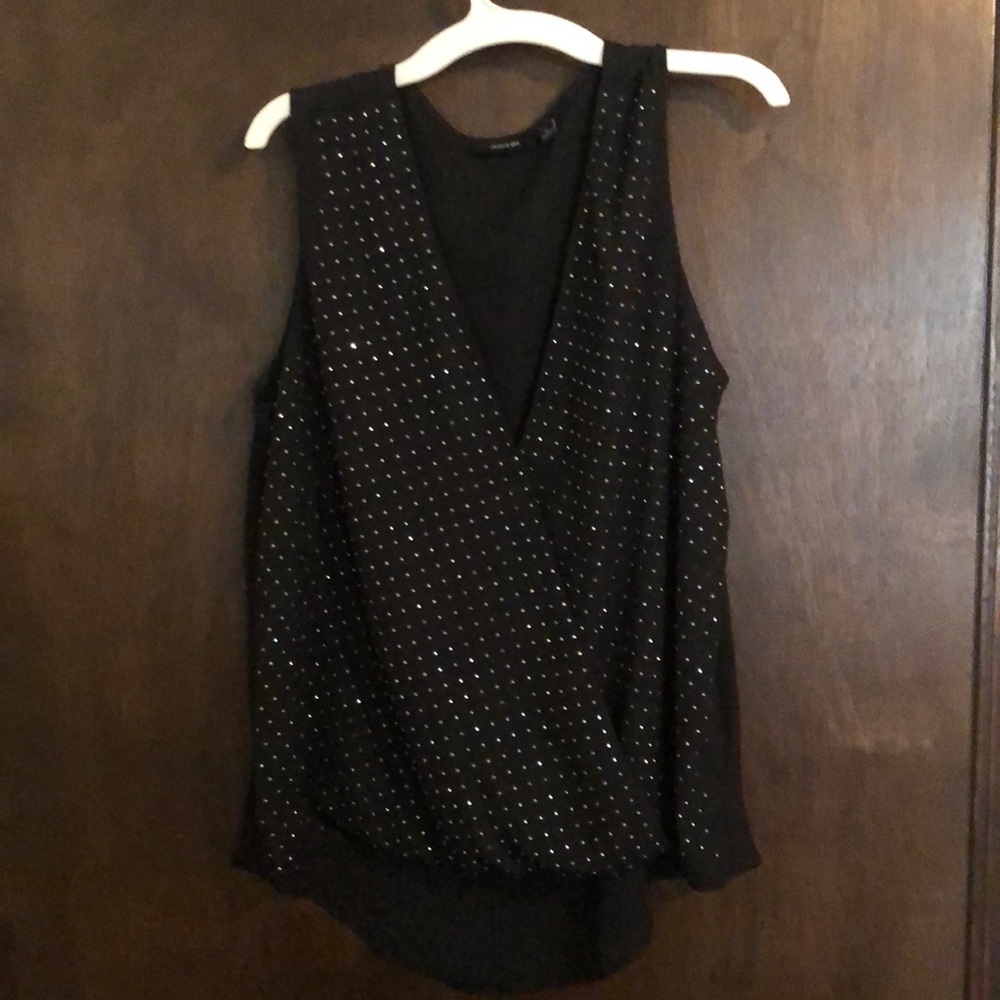 Black wrap bedazzled top